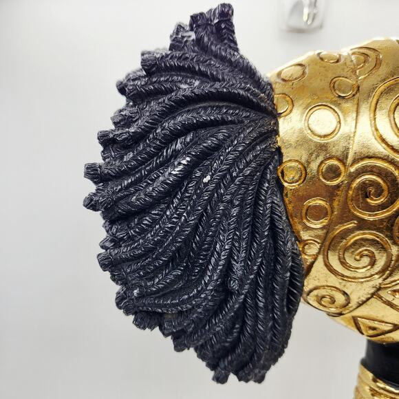 Decorative African Woman Black & Gold Finish Abeni Deco Figurine Carved Bust Art - Picture 6 of 10